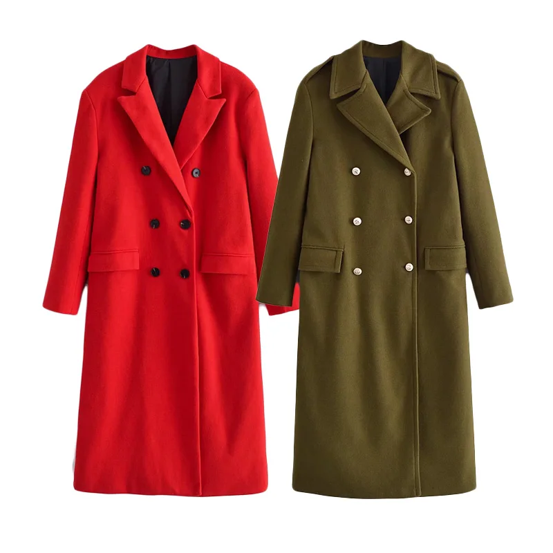 Модное женское двубортное шерстяное пальто Xitimeao в стиле ретро 2022 Женское с