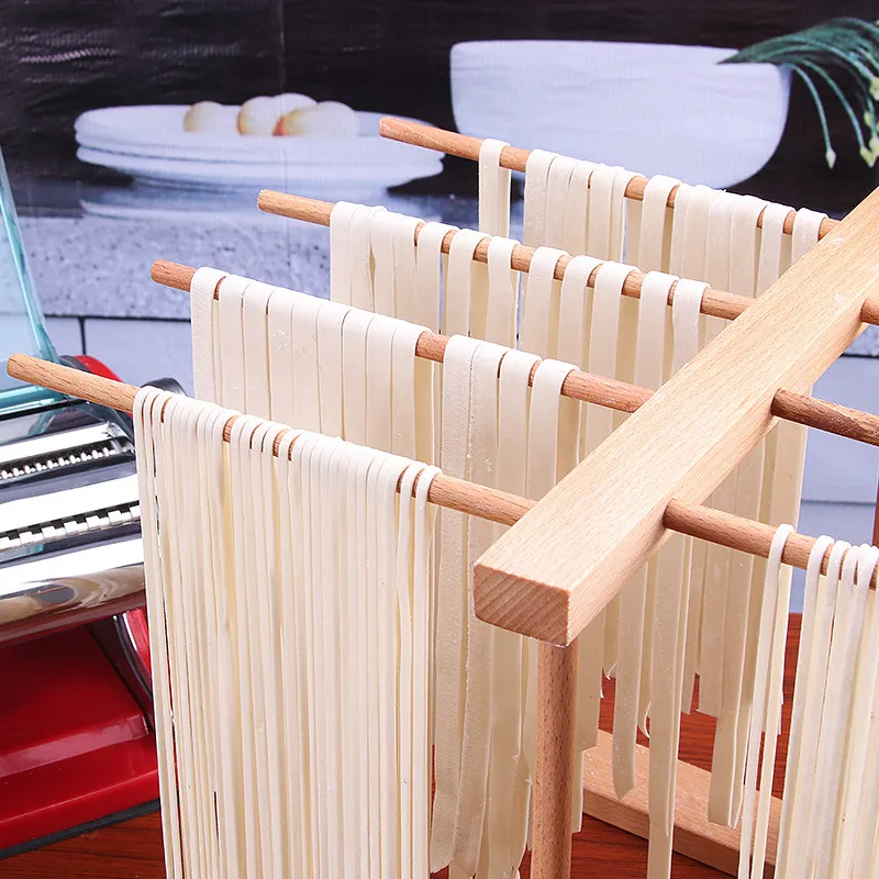 8 Row Wooden Handmade Spaghetti Pasta Drying Rack Vermicelli Linguine Noodle Hanging Stand Multifunctional Kitchen Storage RackF | Дом и сад