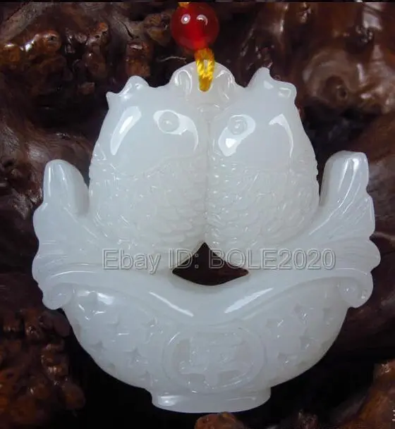 Бесплатная доставка натуральный белый камень ручной резной двойной рыбы Корзина