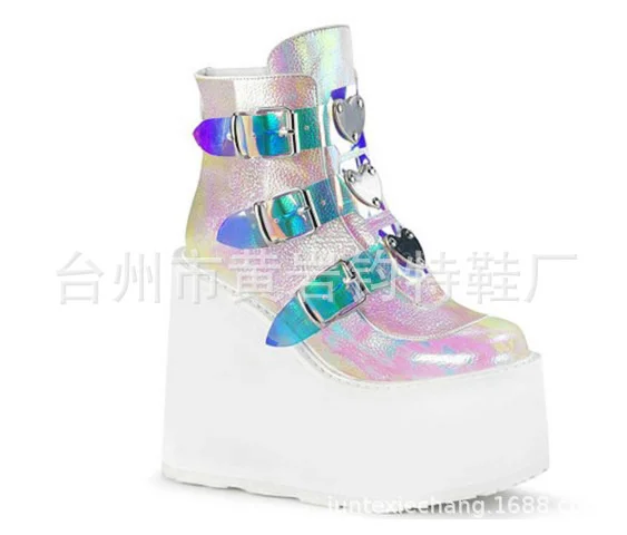 

Belt Buckle Women's 2021 Autumn Winter European And American New Ultra High Heel Martin Waterproof Platform Women's Ankle Boots