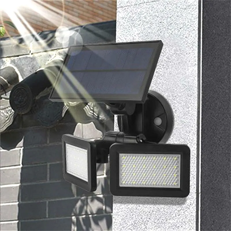 Dual Head Solar LED Wall Light Motion Sensor wall lamp Spotlight Outdoors Waterproof Garden 3 modes Road Lamp | Лампы и освещение