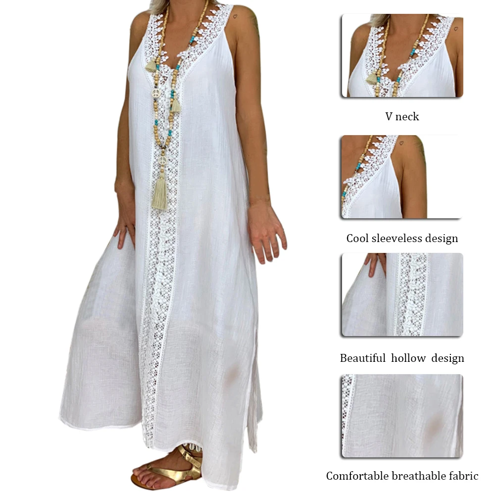 Богемное платье для женщин летнее размера плюс без рукавов праздничное с