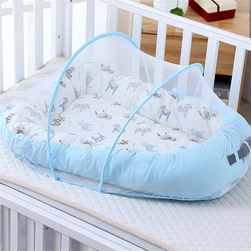 

Детская кроватка из хлопчатобумажной ткани с принтом, 90x55 см