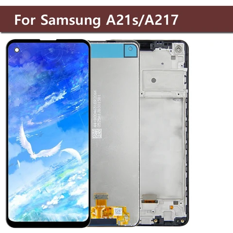 ЖК-дисплей с рамкой для Samsung Galaxy A21s A217 SM-A217F/DS, ЖК-дисплей с сенсорным экраном и дигитайзером в сборе, запасные части для дисплея A21S