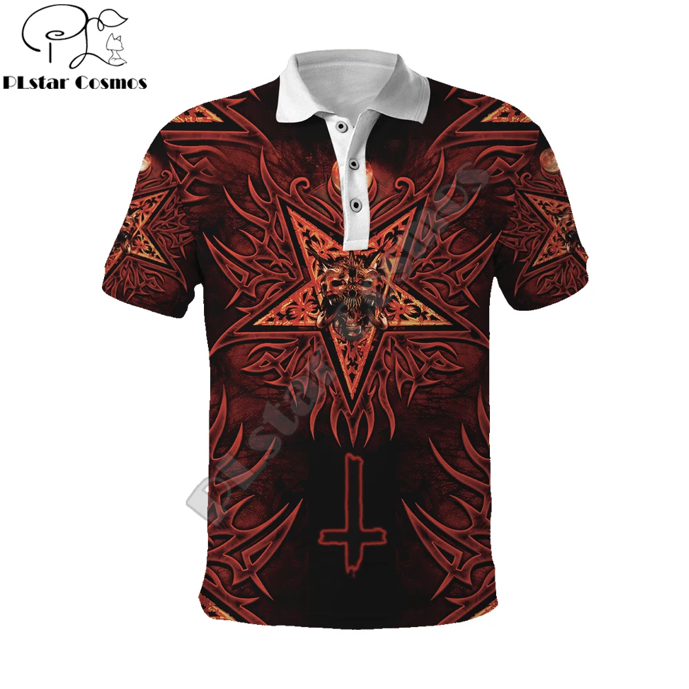 

Skull dark Satanic Pattern 3D Printing Mens Polo Shirt Summer Short Sleeve t-shirt Streetwear Casual POLO shirt tops WK05