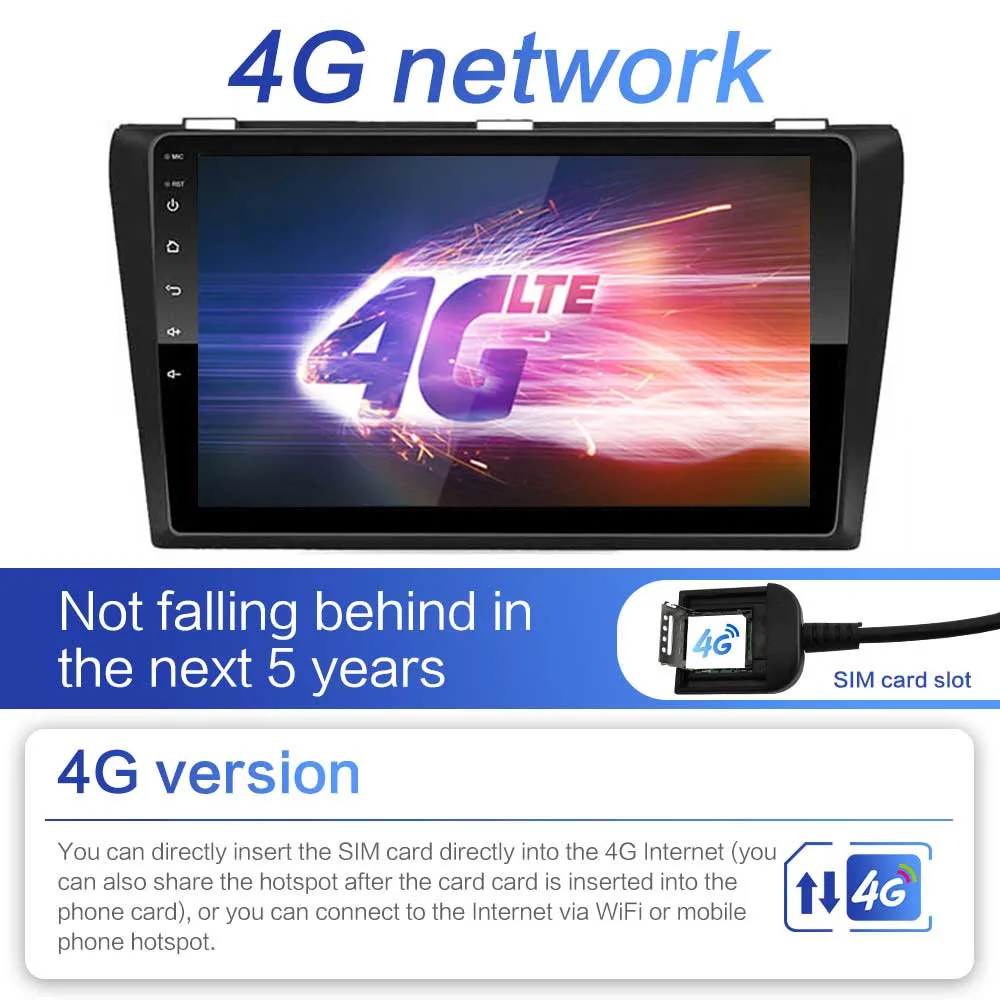 4G+64G DSP 2 din Android 9.0 4G NET Car Radio Multimedia Video Player for Mazda 3 2004 2005 2006-2009 maxx axela WiFi BT carplay |