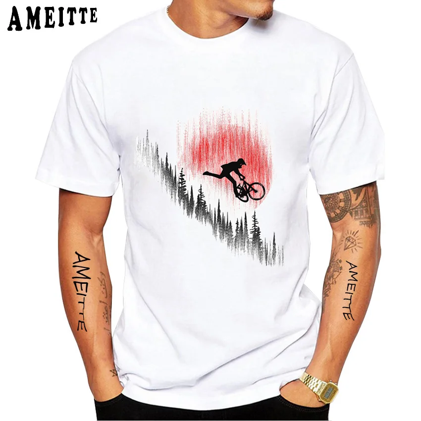 Футболка мужская с принтом велосипеда винтажная тенниска в стиле хип-хоп