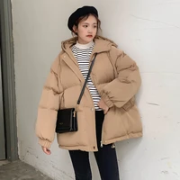 2021 winter women short jacket thick hooded cotton padded coats female korean loose puffer parkas ladies oversize outwear