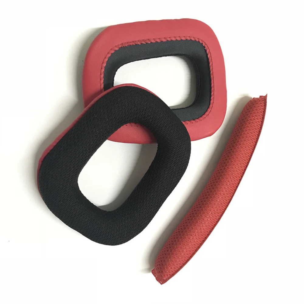 

Replacement Ear Pads Headband Cushion For Logitech G930 Headphones Headsets (Red)
