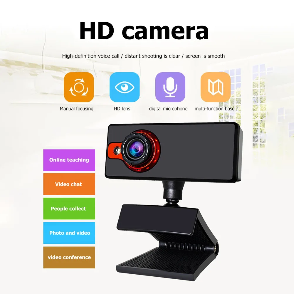

Video Recording Web Camera USB Plug n Play Rotatable HD Webcam Durable PC Laptop for Household Computer Safety Parts