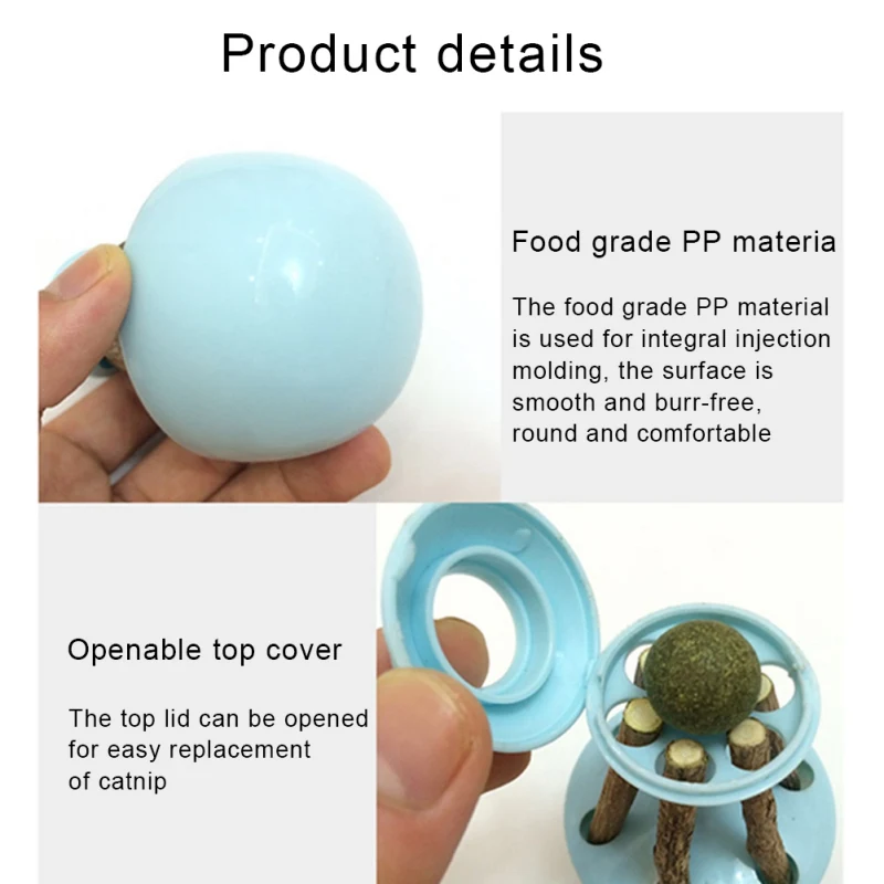

Cat Toys Interaction Pet Educational Tumbler Mint Self-Hey Catnip Tease Kitty Blue Souptoys Entertainment-