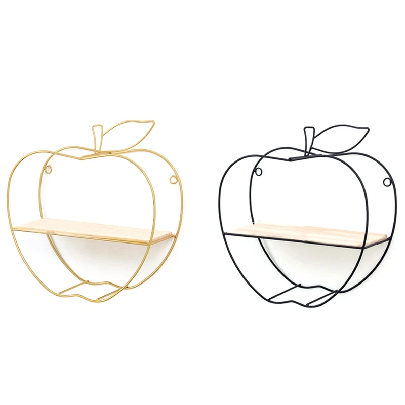 

Nordic Simple Wrought Iron Apple Wall Shelf Home Living Room Decor