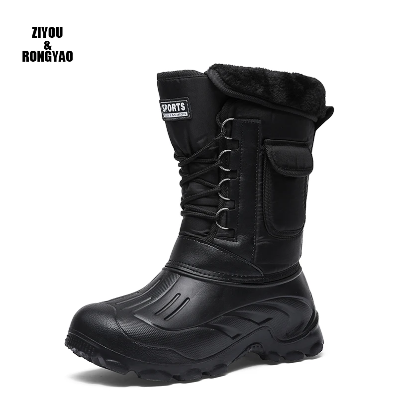 Мужские зимние сапоги Водонепроницаемый размера плюс: 40-46 мужские ботинки до
