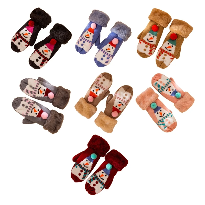 

Knitted Full Finger Gloves Christmas Warm Gloves Winter Fleece Lined Glove