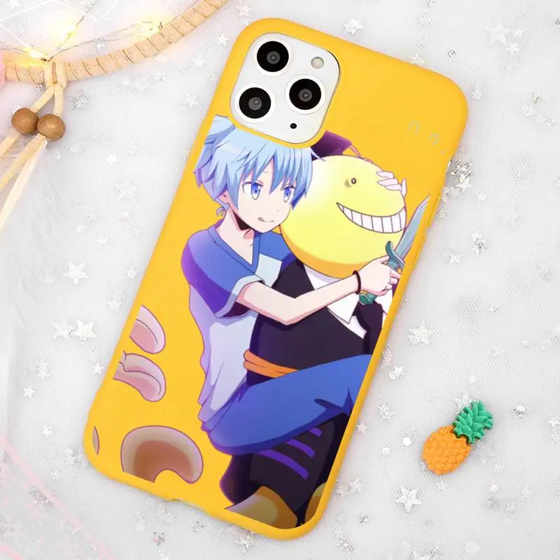 

Assassination Classroom cartoon anime Phone Case Candy Color Yellow for iPhone 11 12 pro XS MAX 8 7 6 6S Plus X 5S SE 2020 XR