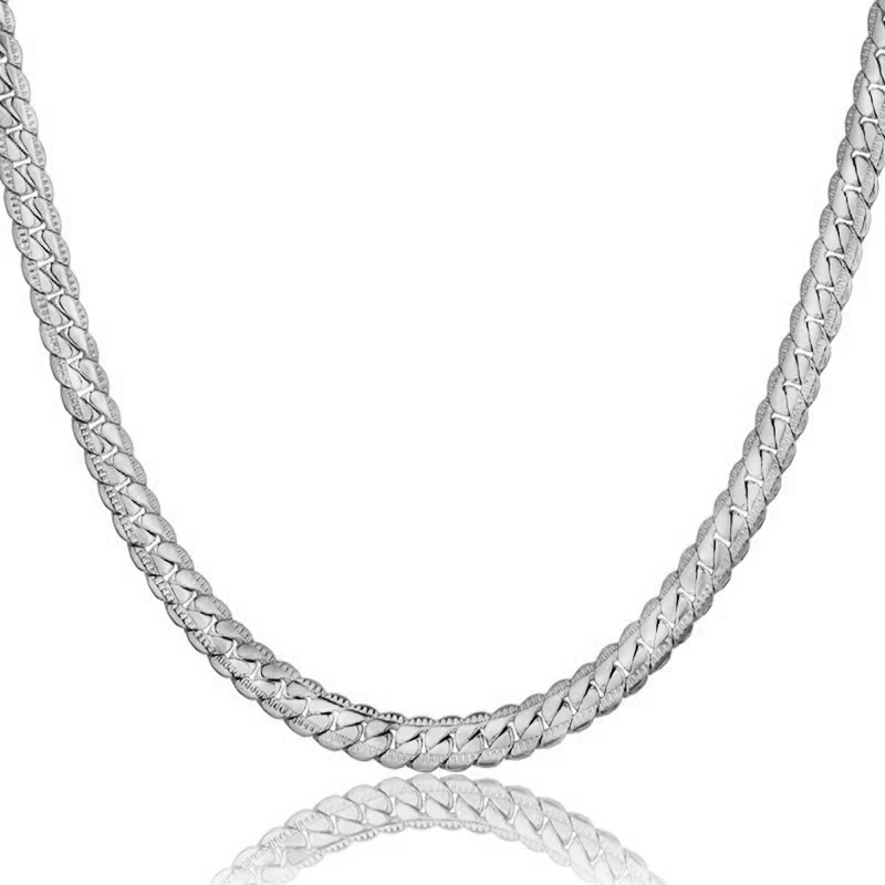 Steel Chain N7M7 Лидер продаж Нержавеющая сталь Золотой антикварный цепочка змейкой плоского плетения Цепочки и ожерелья Для мужчин ювелирные изделия из жемчуга 4/7 мм Колье Длинные Цепочки для Для женщин XL570ST - Окраска металла: Steel Chain