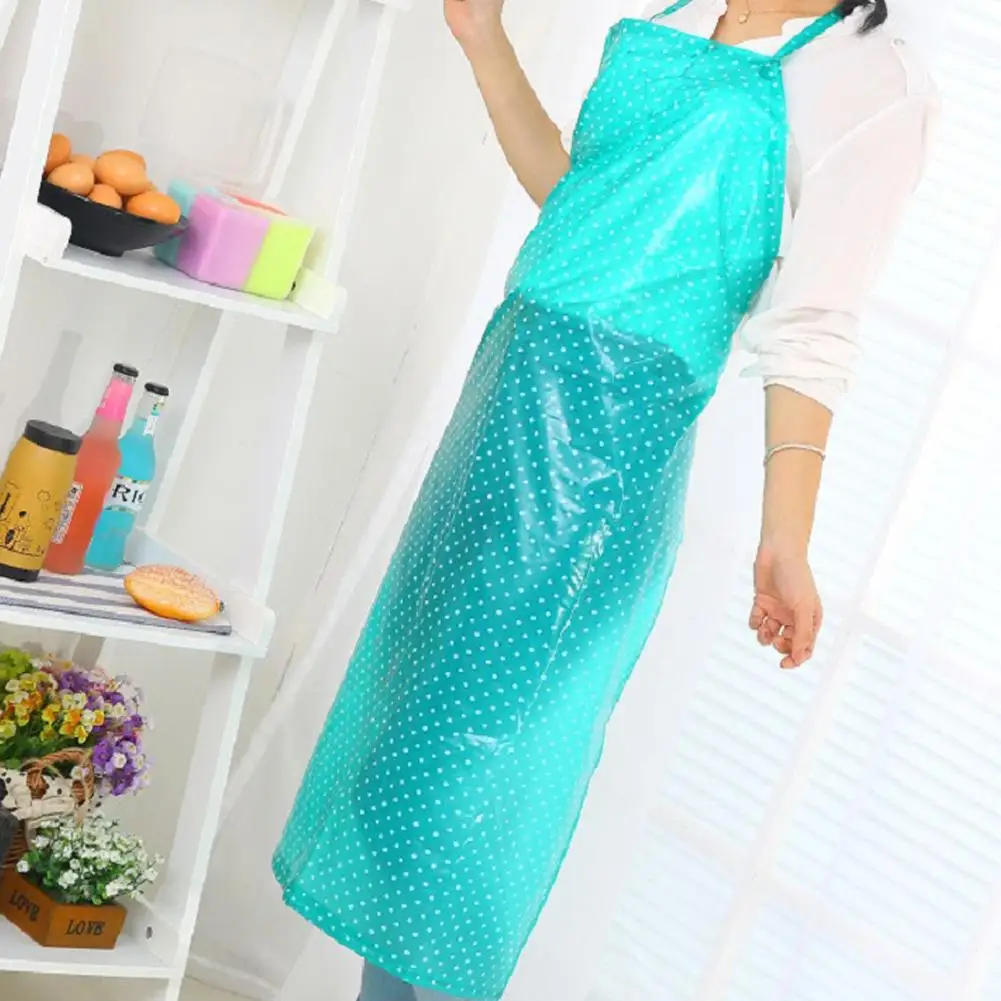 Transparent Acid Resistant Home PVC Simple Anti-Oil Waterproof Dots Kitchen Apron Random Color #EW | Aprons
