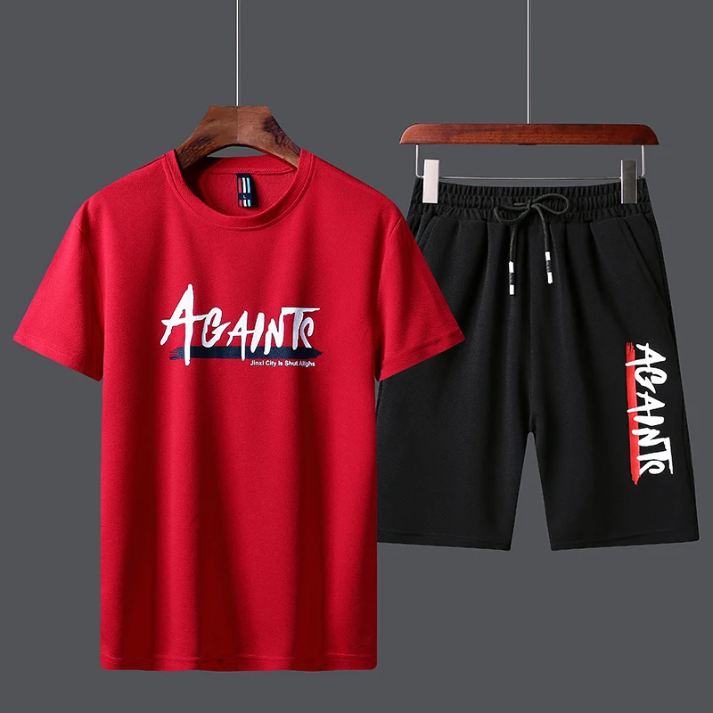 

2021 Summer Fashion Jogging Men's Sports Shirt Breathable Leisure Comfortable Fitness Short Sleeve Short Sleeve Two-Piece Set