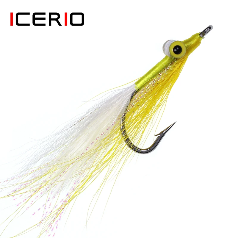 

ICERIO 3PCS Stainless Steel Hook Clouser Minnow Streamers Artificial Flies Bass Saltwater Fishing Fly Lure Bait