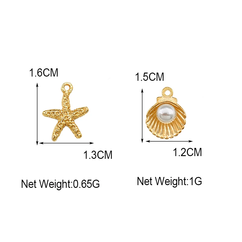 

10Pcs/lot Shell Starfish Charm Ocean Charms Pendants Anklet Bracelet Necklace DIY Handmade Accessories Craft Supplies Wholesale