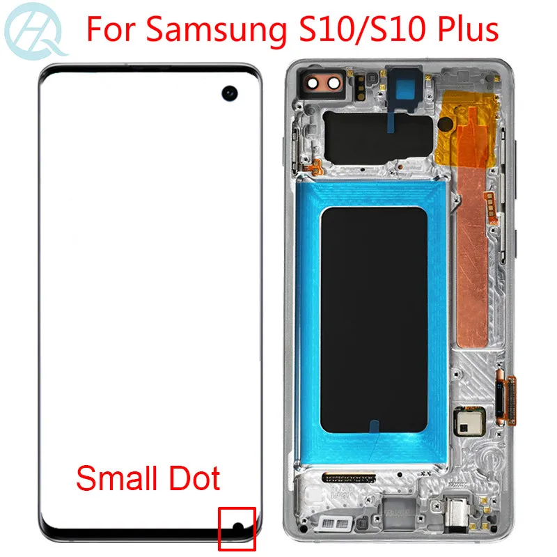 Оригинальный маленький точечный ЖК дисплей для Samsung Galaxy S10 Plus с рамкой SM G975F экран