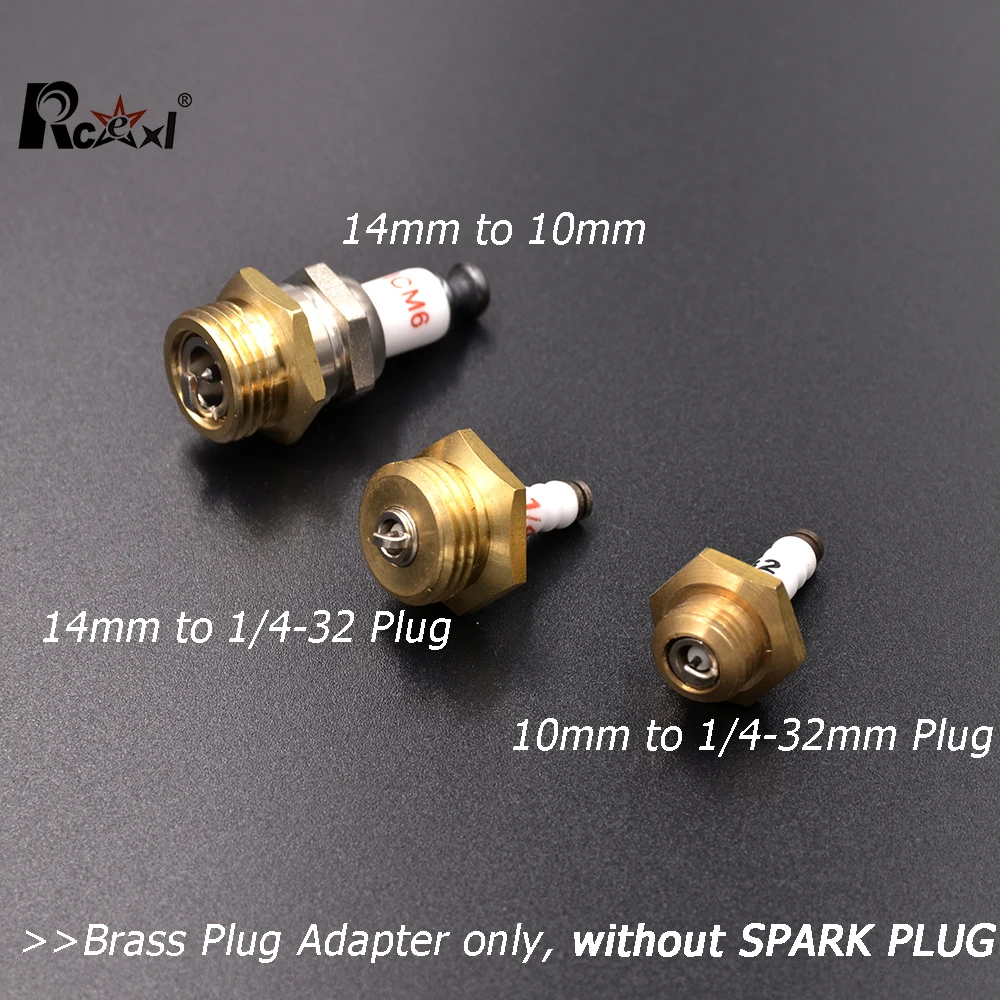 

1 Piece RCEXL 14mm to 10mm/ 10mm to 1/4-32/ 14mm to 1/4-32 Spark Plug Bushing Adapter Copper Conversion