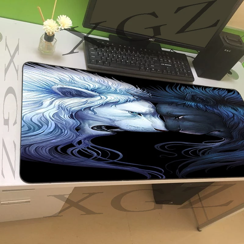 Большой игровой коврик для мыши XGZ с изображением животного льва черный Коврик
