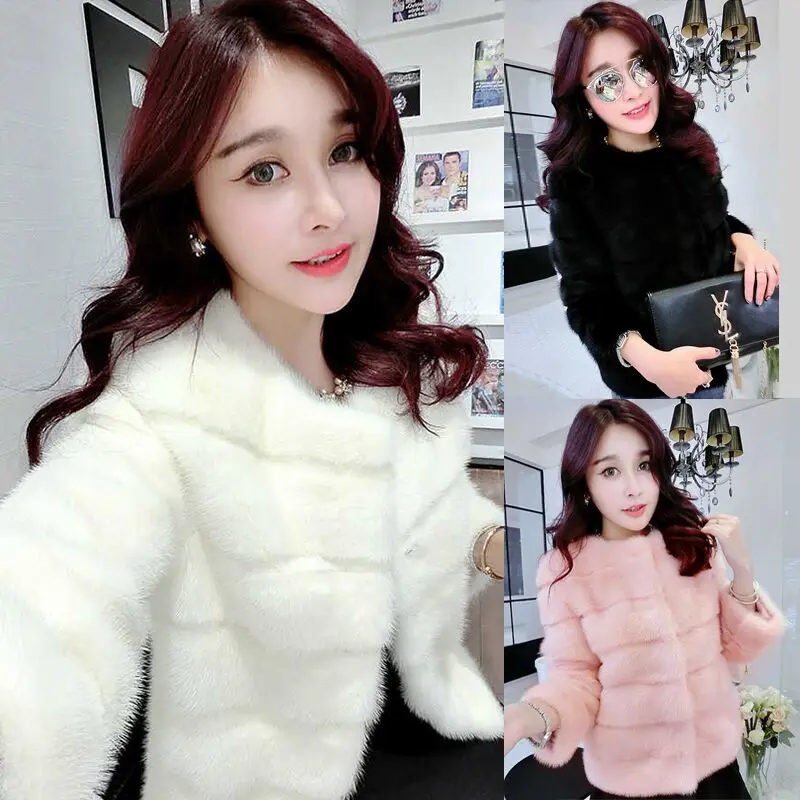 

Korean Short Rex Rabbit Artificial Fur Coat Woman Thickened Faux Mink Fur Jacket Autumn Plush Jacket Winter New Women Clothes