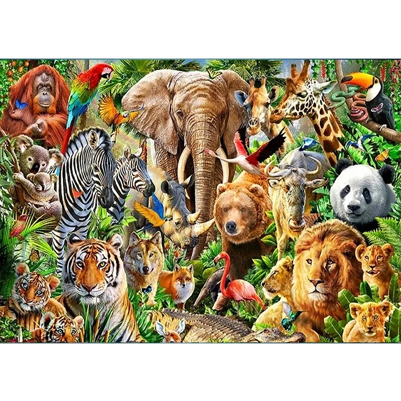 

Round Diamond Painting 5D DIY Animal Paradise Diamond Embroidery Mosaic Animal Rhinestone Art Kit Home Decoration Handmade Gift