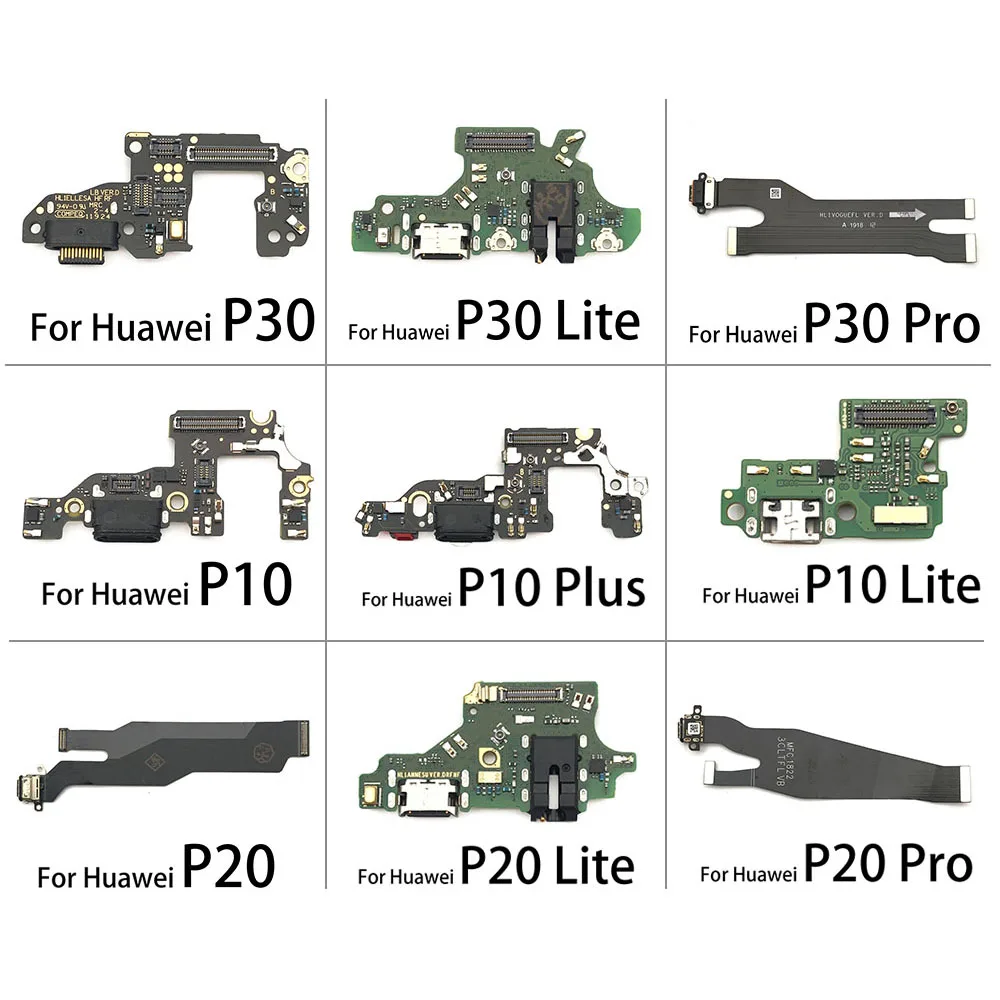 

USB-разъем для зарядки Huawei P9, P10, P20, P30 Lite Plus, 10 шт., 100% оригинал, с микрофоном, гибкий кабель