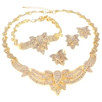 fashion brazilian gold i love you xoxo flower hug kiss jewellry set 24k african rhinestone necklace jewelry