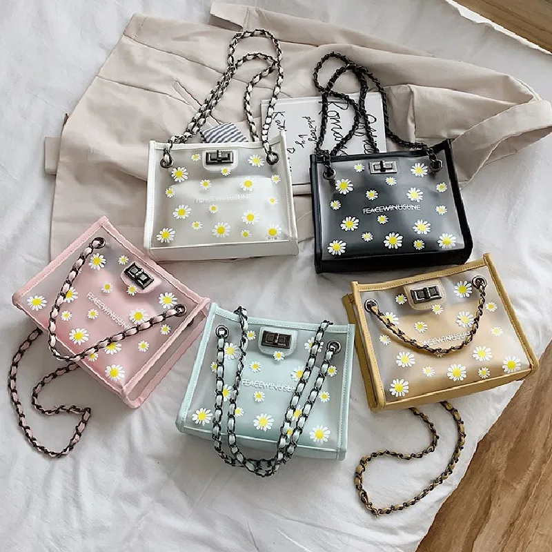 

Women's Daisy Shoulder Bags for Women New Fashion All-match Transparent Jelly Chain Bag women handbags purse clutches women