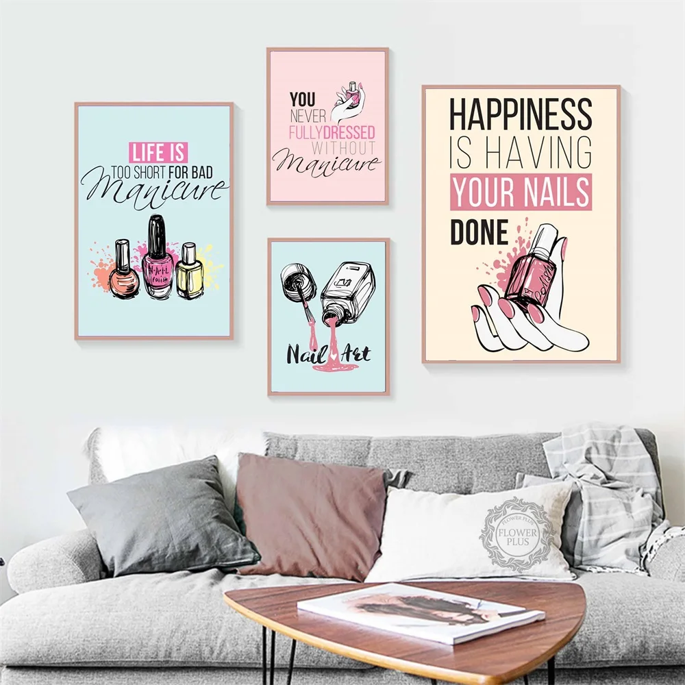 Мультяшные лаки для ногтей цитаты настенное искусство холст живопись