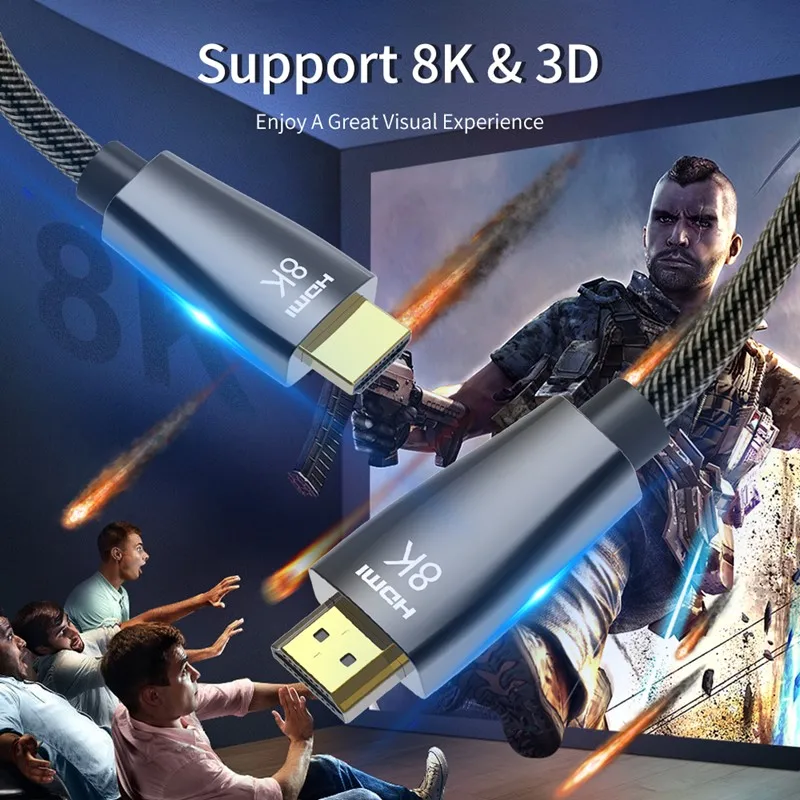 Кабель HDMI 2 1 с позолоченным покрытием 4K @ 120 Гц 8K 60 UHD HDR 48 Гбит/с кабель для PS4 HDTVs