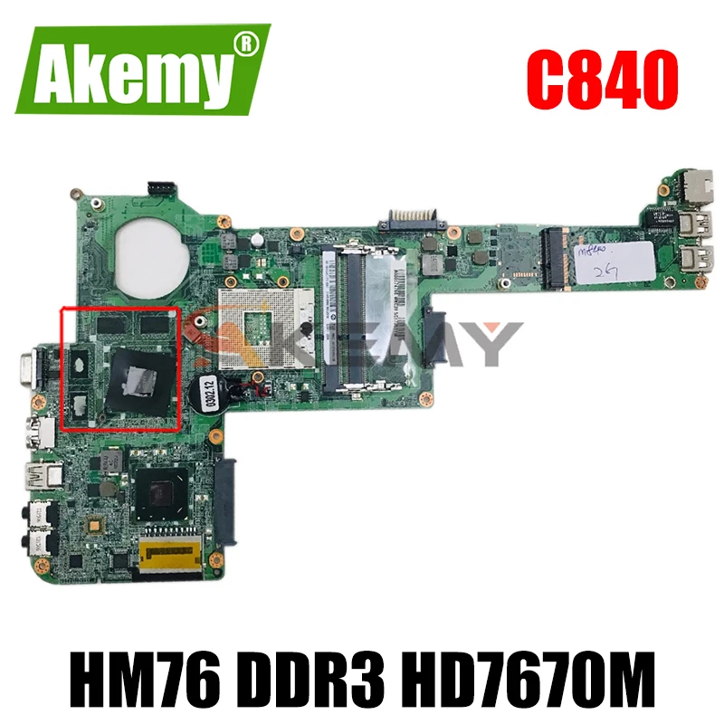 

AKEMY DABY3CMB8E0 REV E A000174130 для Toshiba Satellite C840 L840 Материнская плата ноутбука HM76 DDR3 HD7670M графика