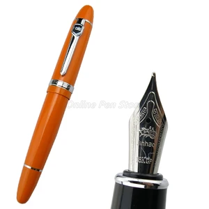 Jinhao 159 Metal Orange Barrel Big Size Broad Nib 0.7mm Fountain Pen Silver Trim Office School Wholesale Writing Accessories