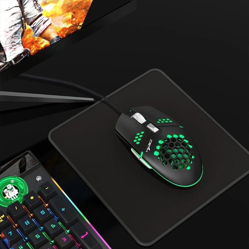 

USB Wired Programmable Gaming Mouse RGB Backlit Mouse 6 Buttons 8000DPI Honeycomb Shell Mouse with Fan for PC Laptop