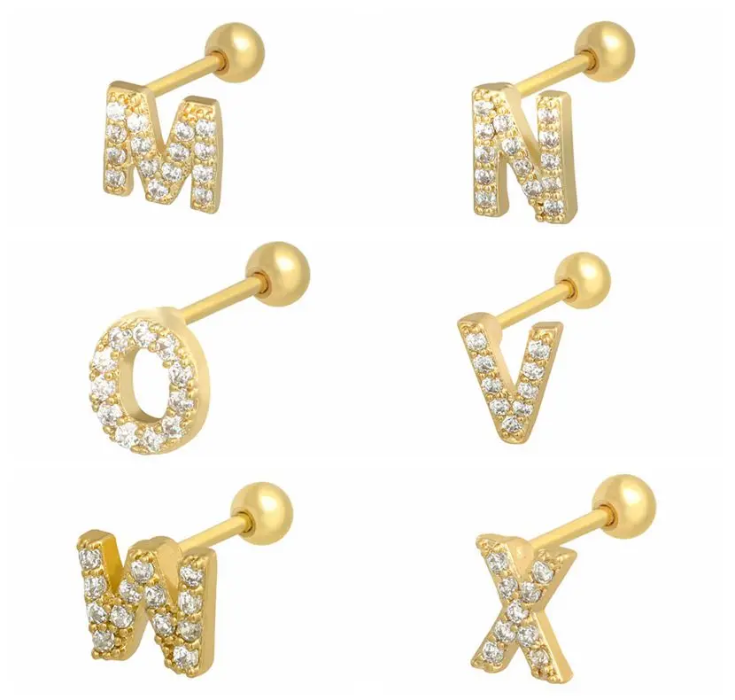 Маленькие Висячие серьги гвоздики из стерлингового серебра 925 пробы с буквенным