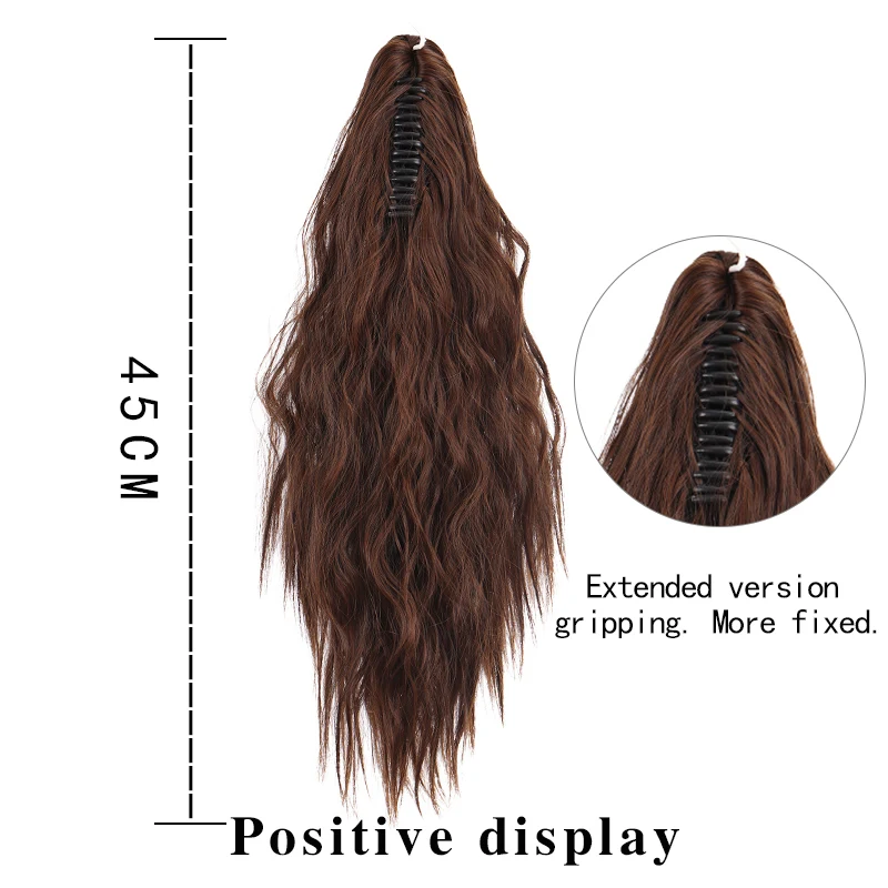 17 Inches Claw Clip On Ponytail Hair Extension Long Wavy Synthetic Hairpiece Black Natural curl for Women | Шиньоны и парики