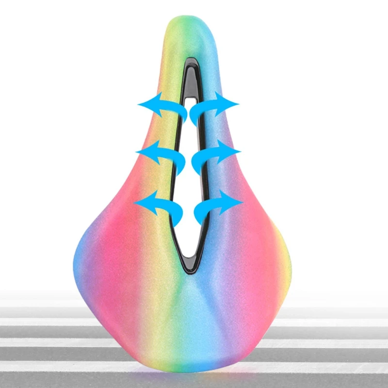 

Bicycle Rainbow Saddle MTB Mountain Road Bike Hollow Saddle PU Leather Cycling Racing Seat Cushion