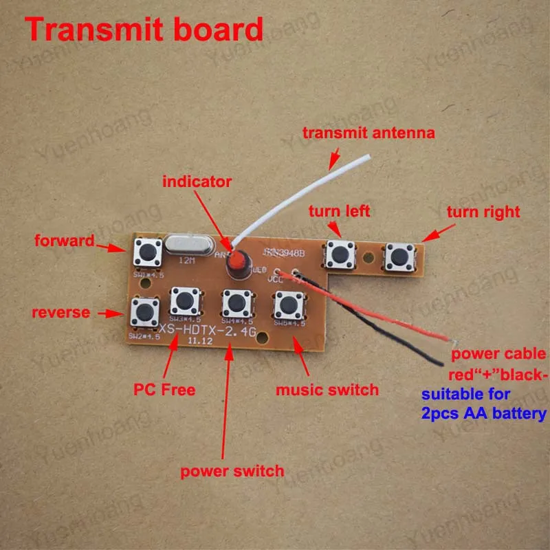 

1set 2.4G DIY Tank Wireless Remote Controller Transmitter Receiver Board with Antenna RC Handmade Toy Boat 20m Controlling Kits