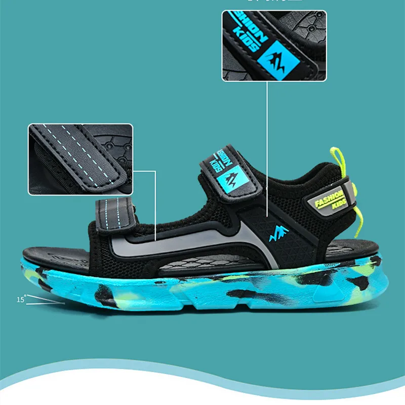 Сандалии Детские сетчатые на липучке дышащие кроссовки модная повседневная