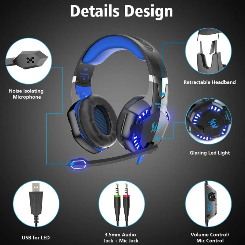 Игровая гарнитура и игровая мышь G2000 регулируемые наушники для геймеров 4000 DPI +