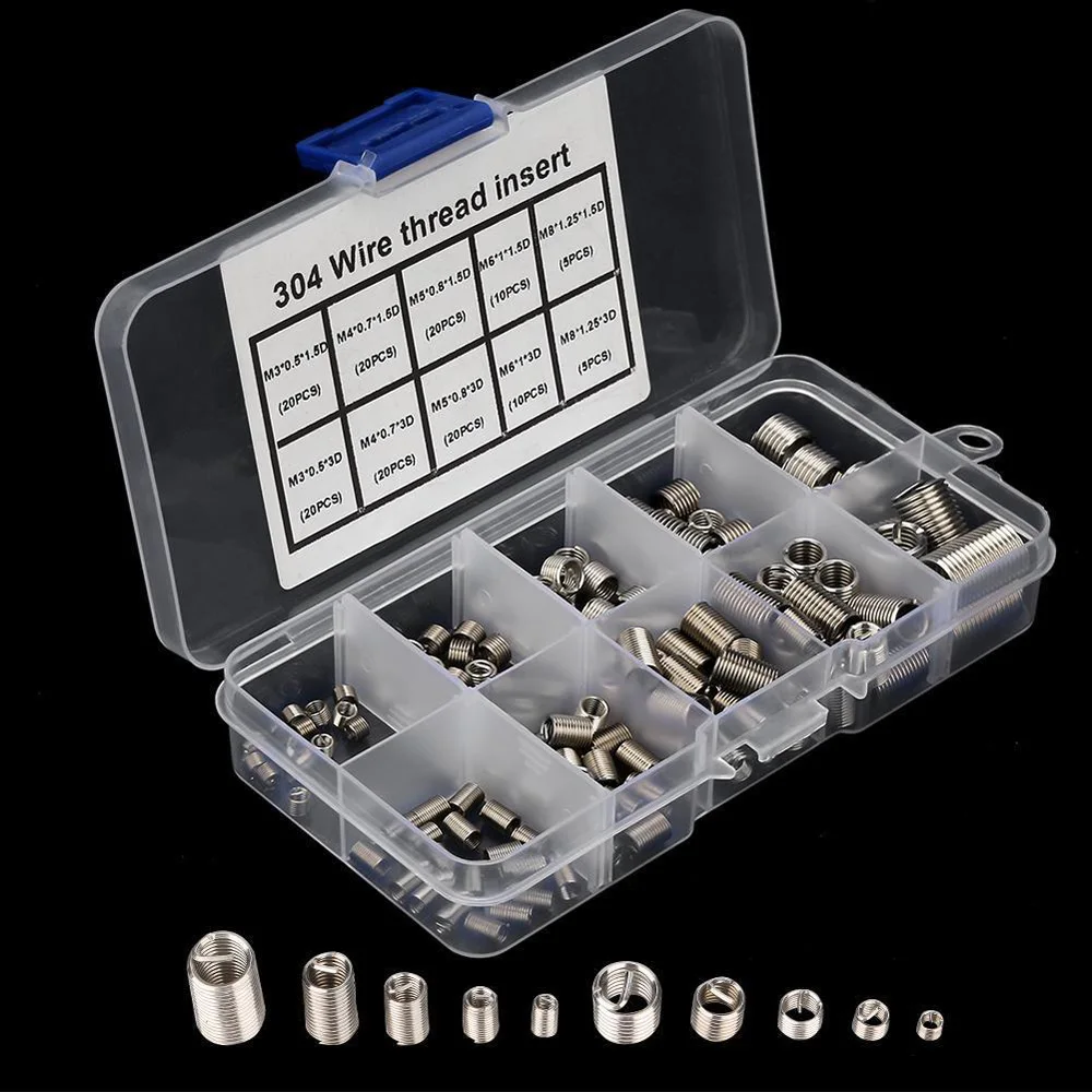 

150pcs M3 M4 M5 M6 M8 Helicoil Stainless Steel Thread Insert Kits Repair Tool