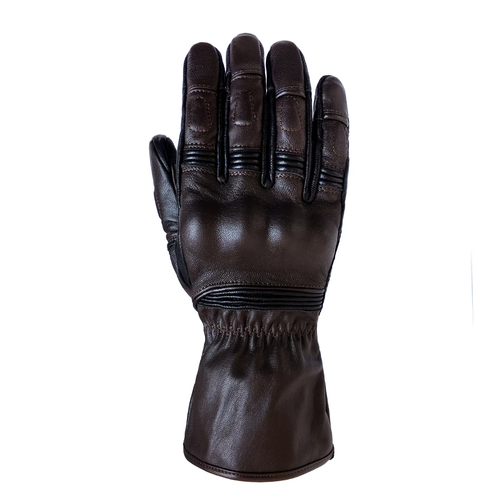 Мотоциклетные гоночные перчатки сенсорные кожаные из козьей шкуры коричневые