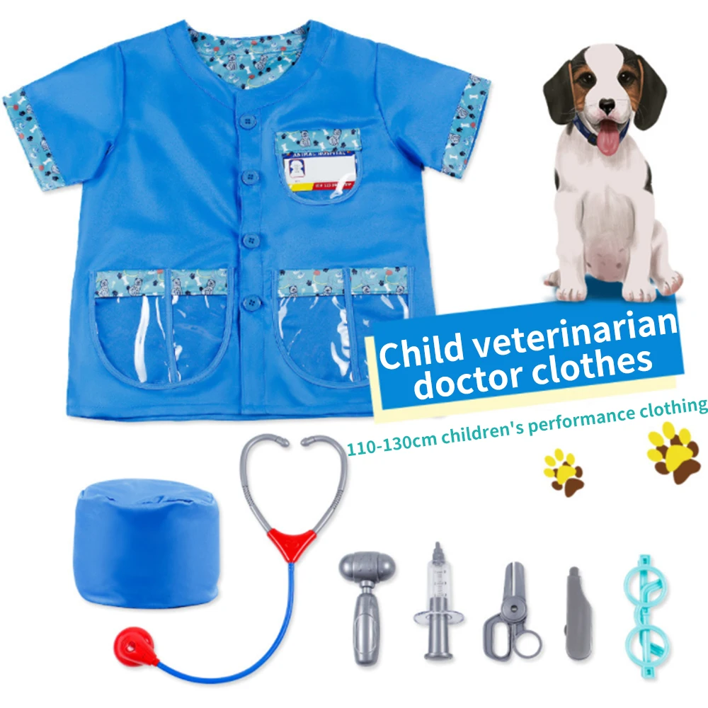 

Children'S Doctor Clothes Halloween A Set Veterinary Uniform Kindergarten Role-Playing Cosplay Cartoon Toys Veterinary Uniform