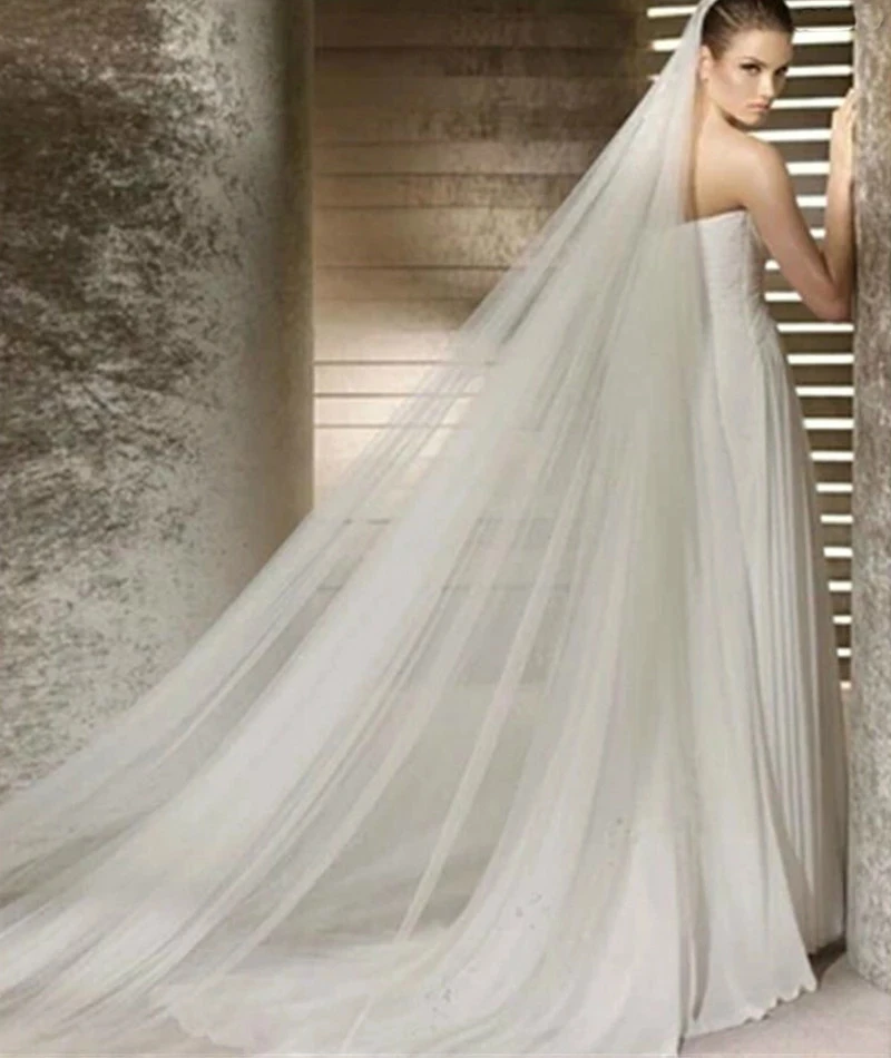 

Wedding Veil Hot Selling Long two 3 m layer Ivory/White Soft Tulle Head Women Comb Accessories Bridal veil