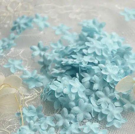 Lake blue 1.2cm 100 шт/1 упаковка, атласная, 3D, прессованная, Zou, лепесток, цветок, кусок, атласная мини-лента, аксессуары для цветов RS1279 - Цвет: Lake blue 1.2cm