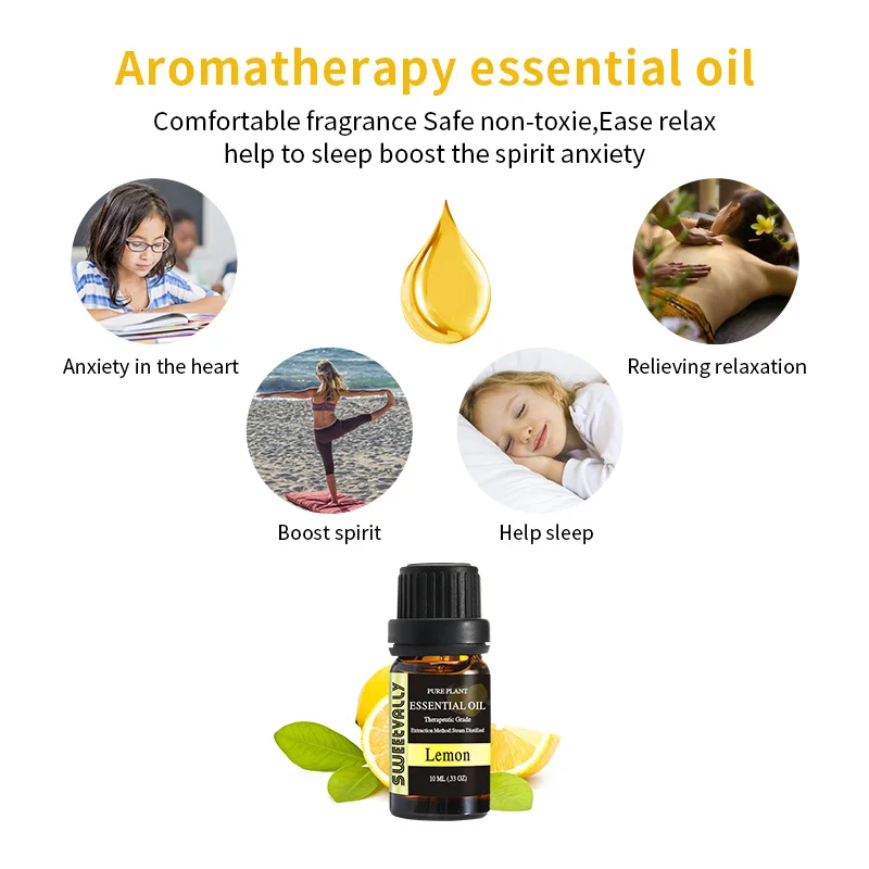 Эфирные масла бренда Sweetvally 10 мл с лимоном для ароматерапии диффузоры натуральное