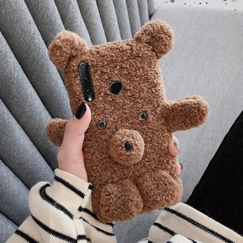 

Furry Plush Teddy Bear Warm Case For Huawei P20 Lite P30 P40 Pro E Mate 10 20 Honor 7S 7X 7A 8A 8S 8X 9A 9S 9X 9C Cover